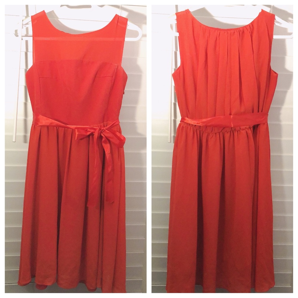 Korean silk red dress